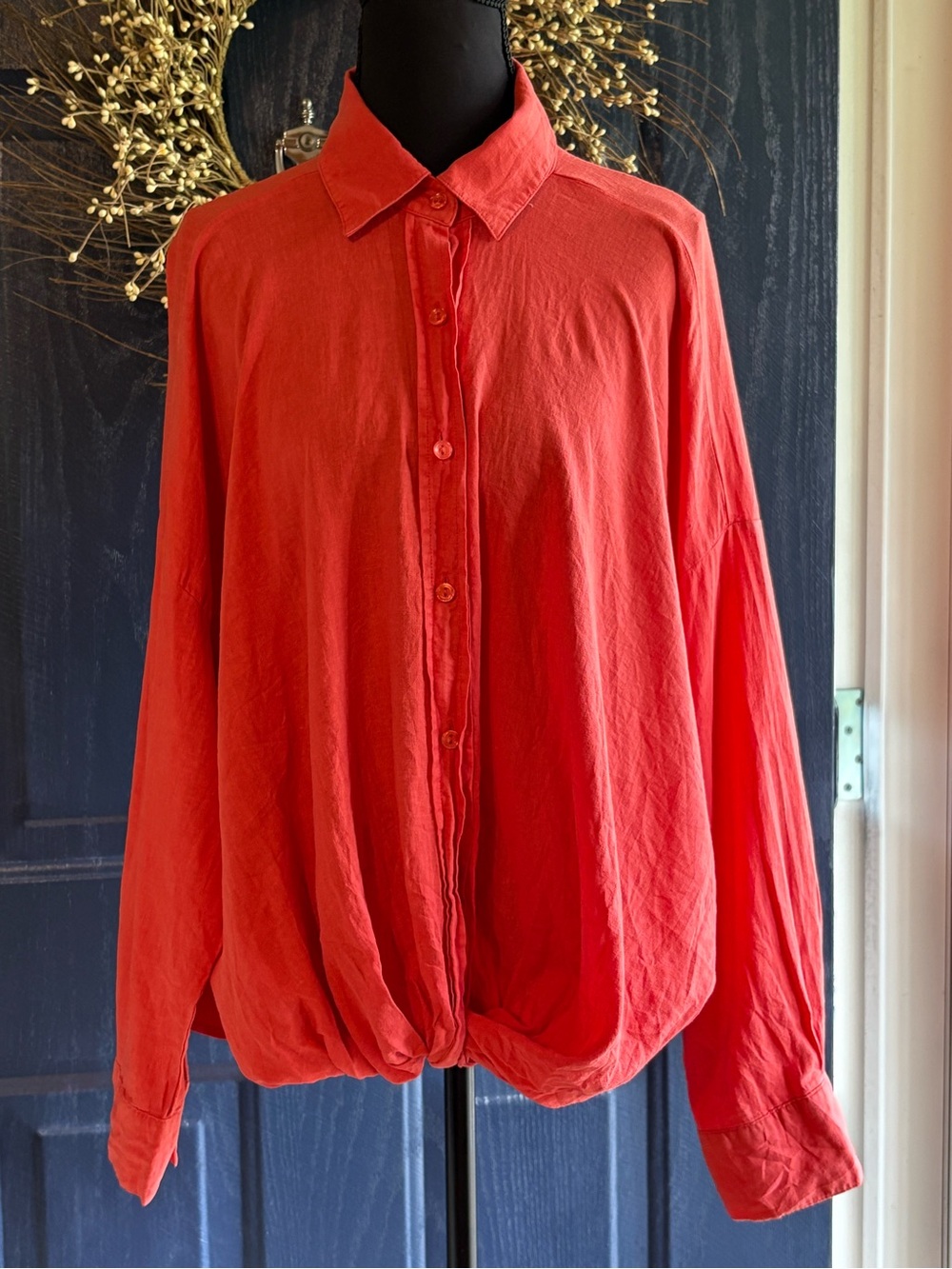 Young Fabulous & Broke Linen Coral Color Tourist Top Linen Blend size Medium